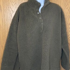 Aerie | Sherpa Pullover Sweatshirt | Olive | Size S